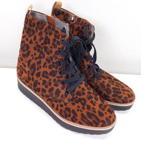 Dr. Scholl's Shoes - Dr Scholls Womens Leopard Print Zipper Lace Up Slip On Ankle Boots Sneakers 7M